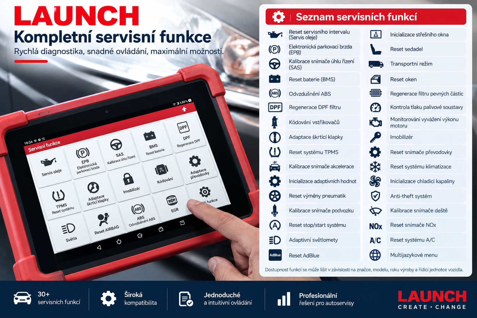 LAUNCH CRP MOT IV Specilani funkce